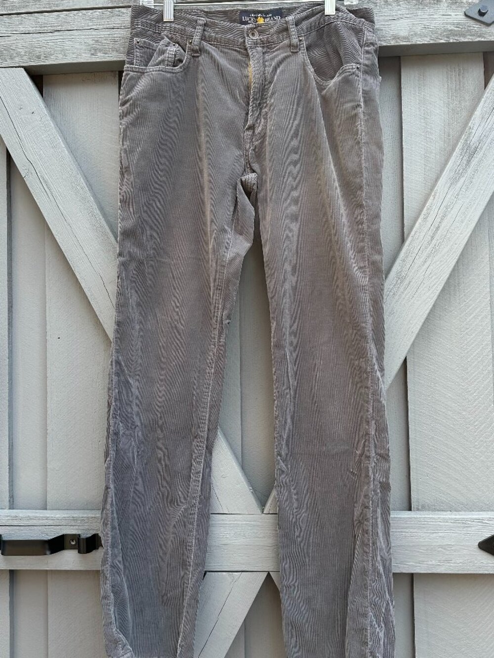 Lucky Brand Gray Corduroy Pants Original Straight 32x32 Men's 5 Pocket EUC